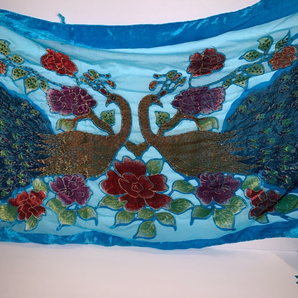 Vintage Peacock Stole Scarf wrap